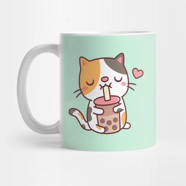 Cute Calico Cat Loves Drinking Boba Tea by rustydoodle